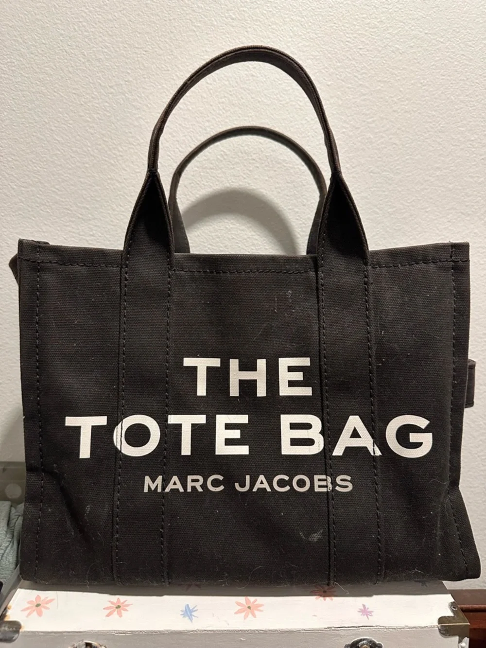 Marc Jacobs Black Canvas Duffel Tote Bag with White Logo - Picture 1 of 5